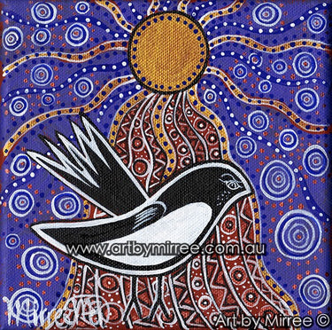 'Willie Wagtail Dreaming' Original Painting by Mirree Contemporary Dreamtime Animal Dreaming